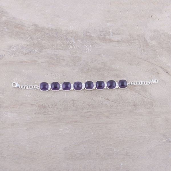 Alternate image for Elegant Amethyst Link Bracelet Crafted in India Elegant Allure