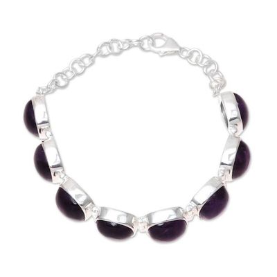 Alternate image for Elegant Amethyst Link Bracelet Crafted in India Elegant Allure