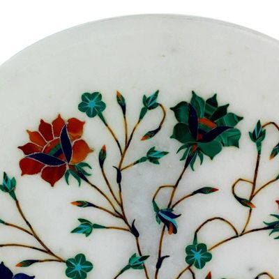 Alternate image for Bouquet Motif Marble Inlay Decorative Plate from India Taj Mahal Bouquet