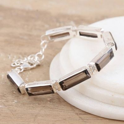 Alternate image for 14-Carat Smoky Quartz Link Bracelet Crafted in India Fascinating Shadow