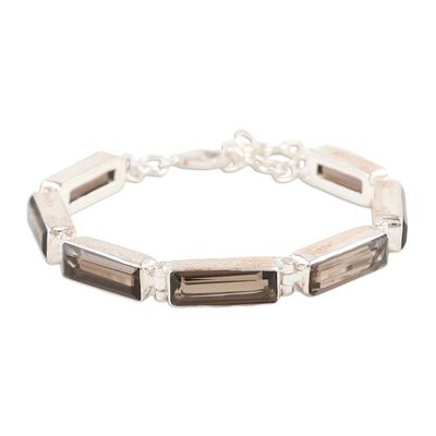 Alternate image for 14-Carat Smoky Quartz Link Bracelet Crafted in India Fascinating Shadow