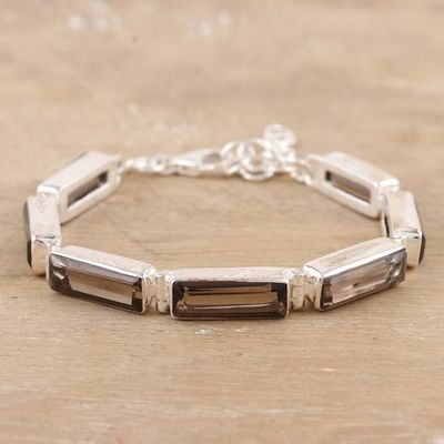 Alternate image for 14-Carat Smoky Quartz Link Bracelet Crafted in India Fascinating Shadow