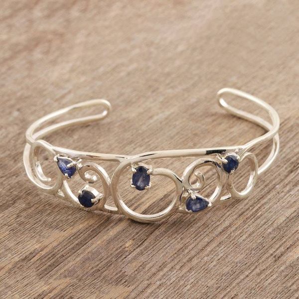 Alternate image for Genuine Sapphire and Sterling Silver Bracelet Gujarat Garden