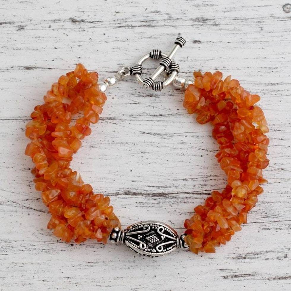 Carnelian torsade bracelet 'Natural Sophistication'
