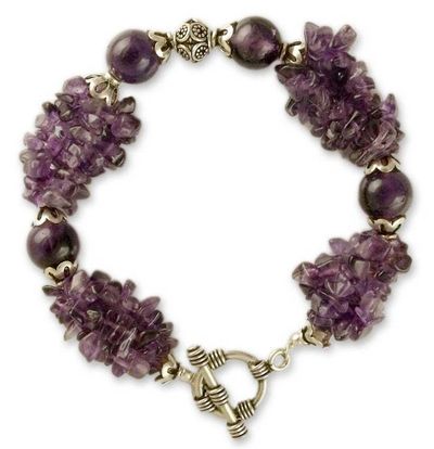 Alternate image for Amethyst beaded bracelet Orchid Splendor