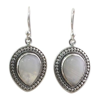 Alternate image for Sterling Silver Rainbow Moonstone Dangle Earrings from India Gleaming Petals
