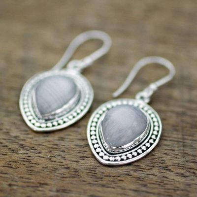 Alternate image for Sterling Silver Rainbow Moonstone Dangle Earrings from India Gleaming Petals