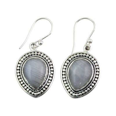Alternate image for Sterling Silver Rainbow Moonstone Dangle Earrings from India Gleaming Petals