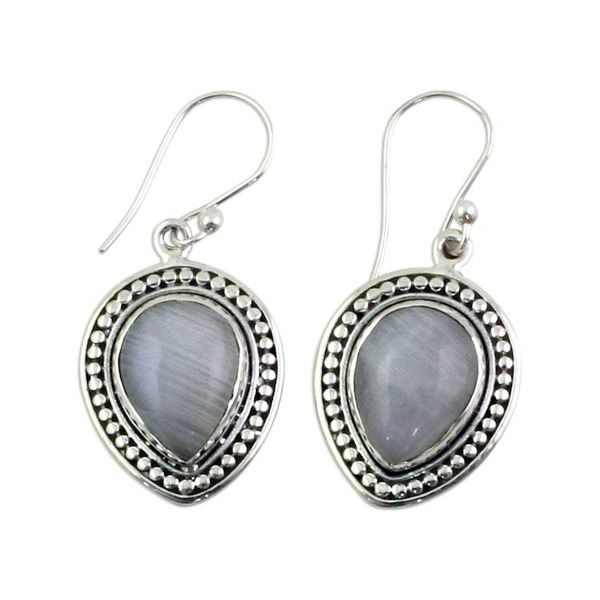 Alternate image for Sterling Silver Rainbow Moonstone Dangle Earrings from India Gleaming Petals