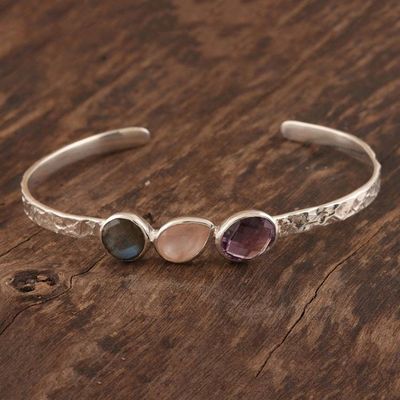Alternate image for Multi-Gemstone Cuff Bracelet with Labradorite Captivating Trio