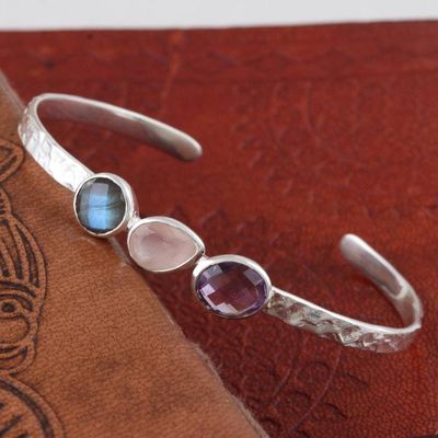 Alternate image for Multi-Gemstone Cuff Bracelet with Labradorite Captivating Trio