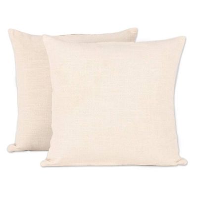 Alternate image for Feminine Embroidered Cotton Cushion Covers from India Pair Female Beauty