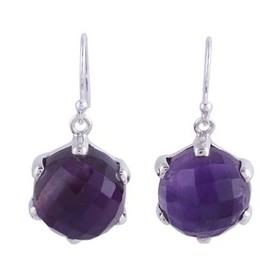 Alternate image for Amethyst and Sterling Silver Dangle Earrings from India Dazzling Purple