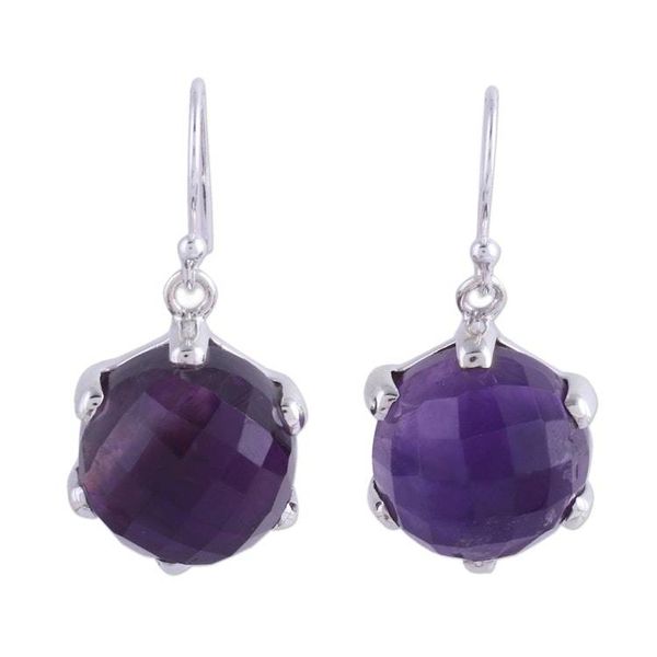 Alternate image for Amethyst and Sterling Silver Dangle Earrings from India Dazzling Purple