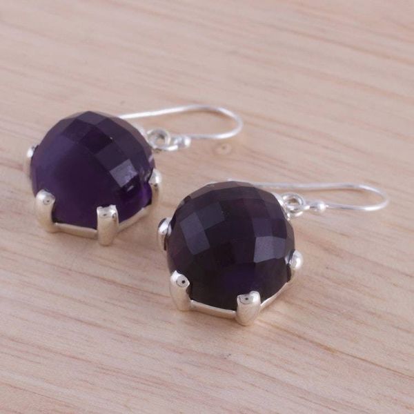 Alternate image for Amethyst and Sterling Silver Dangle Earrings from India Dazzling Purple