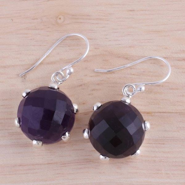Alternate image for Amethyst and Sterling Silver Dangle Earrings from India Dazzling Purple