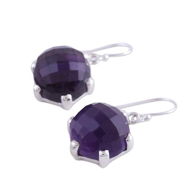 Alternate image for Amethyst and Sterling Silver Dangle Earrings from India Dazzling Purple