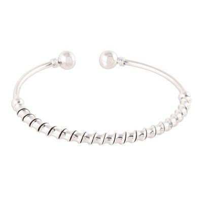 Alternate image for Spiral Pattern Sterling Silver Cuff Bracelet from India Fascinating Pattern