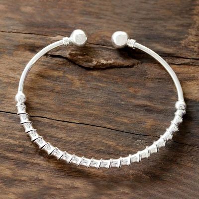 Alternate image for Spiral Pattern Sterling Silver Cuff Bracelet from India Fascinating Pattern