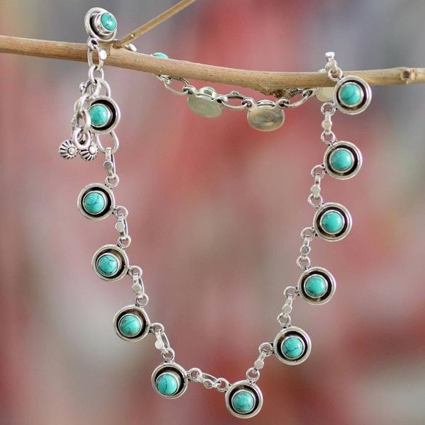 Alternate image for Sterling Silver and Calcite Link Anklet from India Trendy Walk