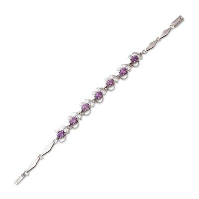 Alternate image for Handmade Floral Sterling Silver and Amethyst Bracelet Purple Mist