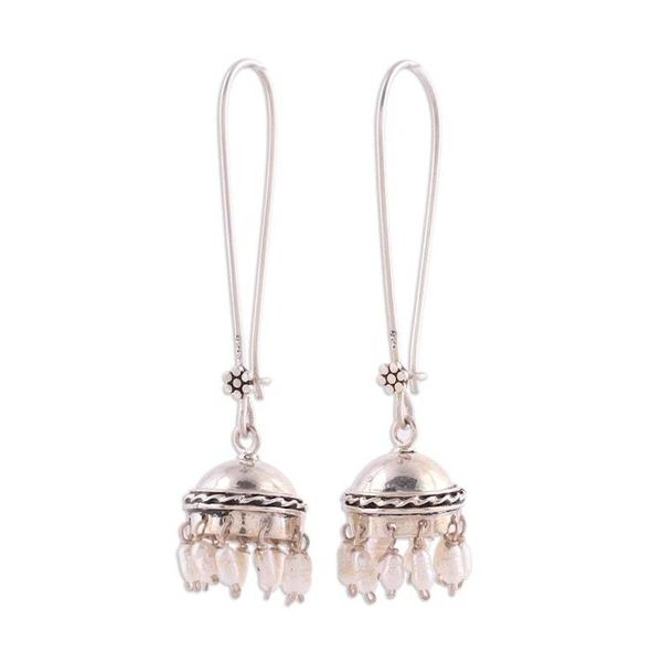Alternate image for Cultured Pearl and Sterling Silver Jhumki Dangle Earrings Beauty in Tradition