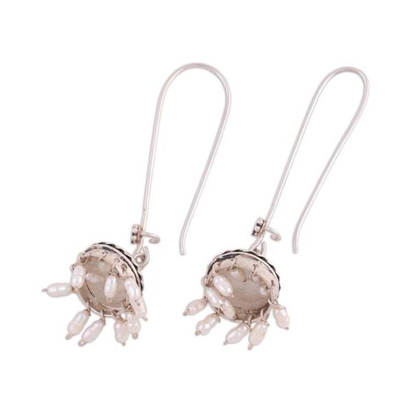 Alternate image for Cultured Pearl and Sterling Silver Jhumki Dangle Earrings Beauty in Tradition