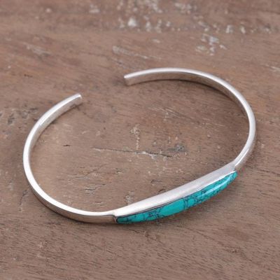 Alternate image for Modern High-Polished Reconstituted Turquoise Cuff Bracelet Endless Lagoon
