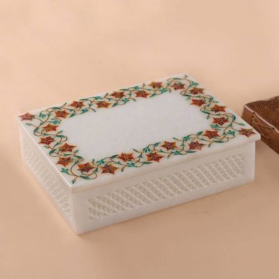 Primary image for Fair Trade Jewelry Marble Inlay Jewelry Box Jasmine Garland