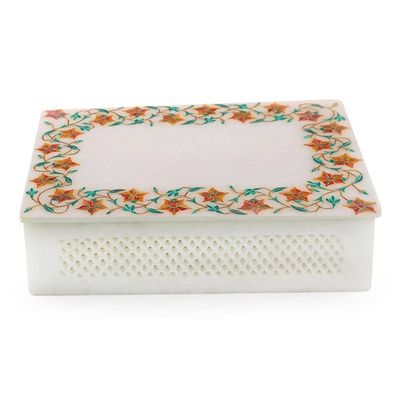 Alternate image for Fair Trade Jewelry Marble Inlay Jewelry Box Jasmine Garland