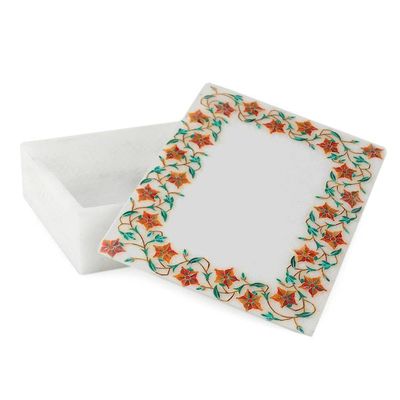 Alternate image for Fair Trade Jewelry Marble Inlay Jewelry Box Jasmine Garland