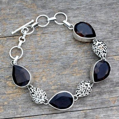 Primary image for Indian Sterling Silver and Smoky Quartz Bracelet Tears of Joy