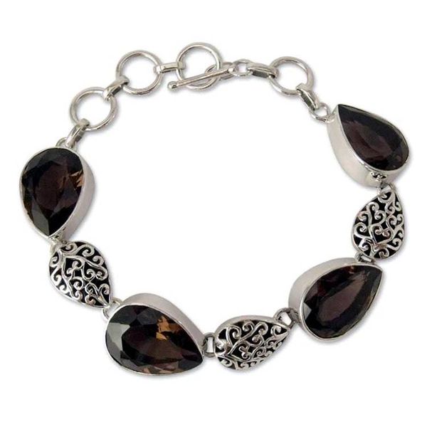 Alternate image for Indian Sterling Silver and Smoky Quartz Bracelet Tears of Joy