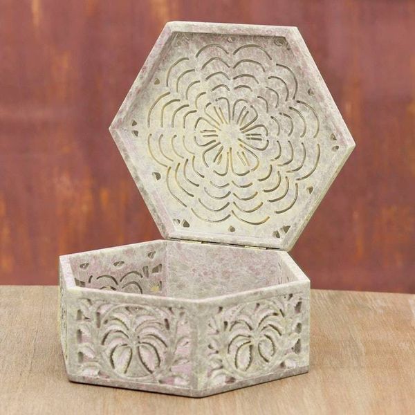 Alternate image for Hand Carved Soapstone Jewelry Box Wings