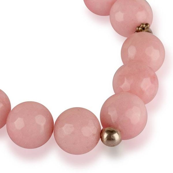 Alternate image for Classic Sterling Silver and Agate Beaded Bracelet in Pink Empathy Sparks