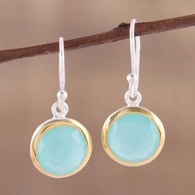 Primary image for Aqua Chalcedony Earrings with 18k Gold Accents Dewy Glade