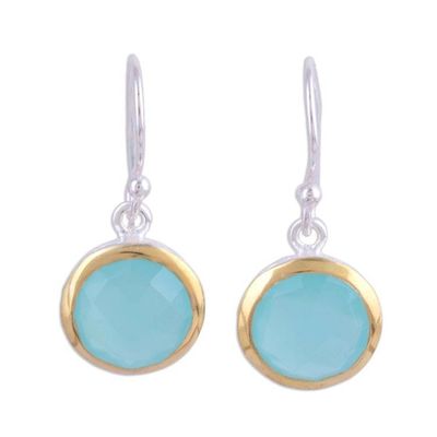 Alternate image for Aqua Chalcedony Earrings with 18k Gold Accents Dewy Glade