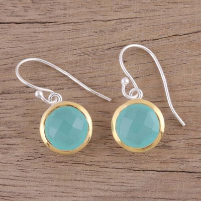 Alternate image for Aqua Chalcedony Earrings with 18k Gold Accents Dewy Glade