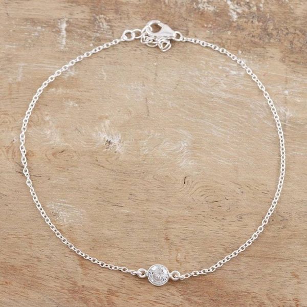 Alternate image for Cubic Zirconia and Sterling Silver Anklet Moon Sparkle