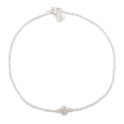 Alternate image for Cubic Zirconia and Sterling Silver Anklet Moon Sparkle