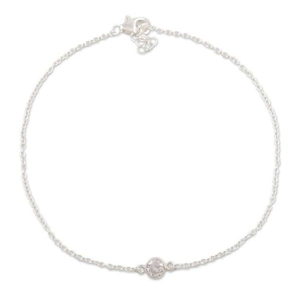 Alternate image for Cubic Zirconia and Sterling Silver Anklet Moon Sparkle