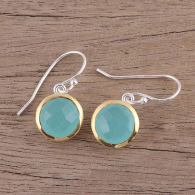 Alternate image for Aqua Chalcedony Earrings with 18k Gold Accents Dewy Glade