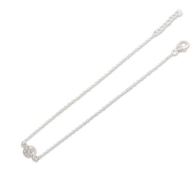Alternate image for Cubic Zirconia and Sterling Silver Anklet Moon Sparkle