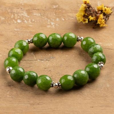 Primary image for Bohemian-Inspired Green Agate Beaded Bracelet from India Lucky Sparks