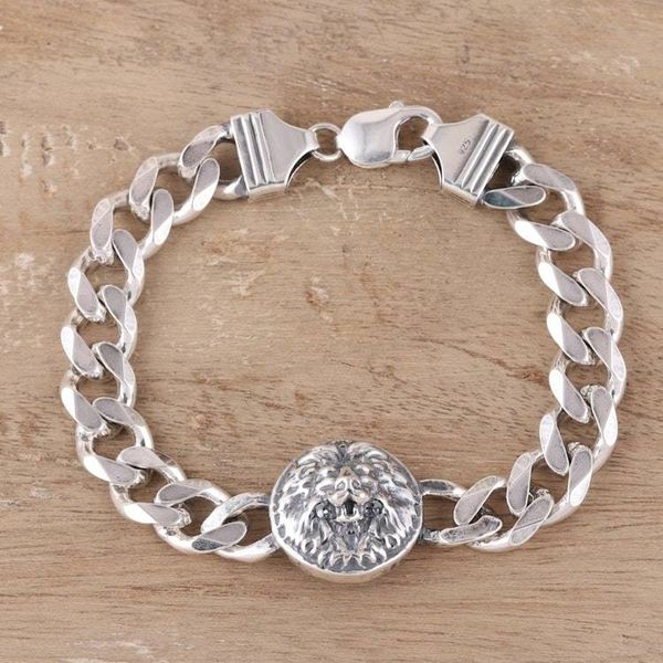 Alternate image for Mens Rhodium Plated Sterling Silver Lion Bracelet Roar of the Lion