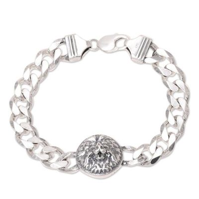 Alternate image for Mens Rhodium Plated Sterling Silver Lion Bracelet Roar of the Lion