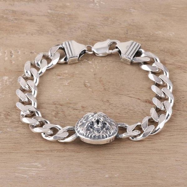 Alternate image for Mens Rhodium Plated Sterling Silver Lion Bracelet Roar of the Lion