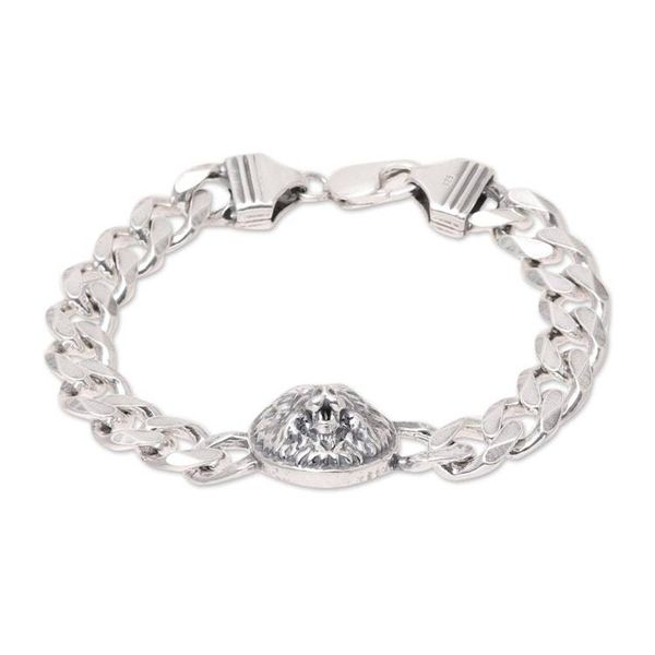 Alternate image for Mens Rhodium Plated Sterling Silver Lion Bracelet Roar of the Lion