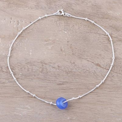 Primary image for Blue Chalcedony Pendant Anklet from India Sleek Wheel