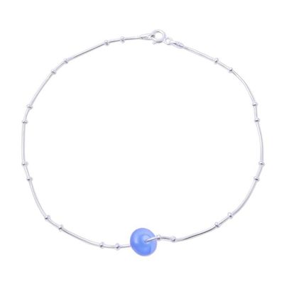 Alternate image for Blue Chalcedony Pendant Anklet from India Sleek Wheel